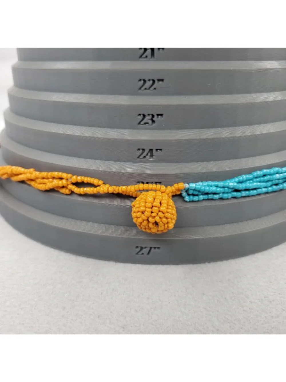 Seed Beaded Statement Necklace Orange Blue Links 25